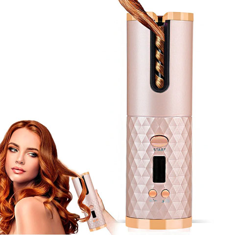 Плойка‑автобігуді для завивки волосся бездротова Ramindong Hair Curler. Колір: рожевий