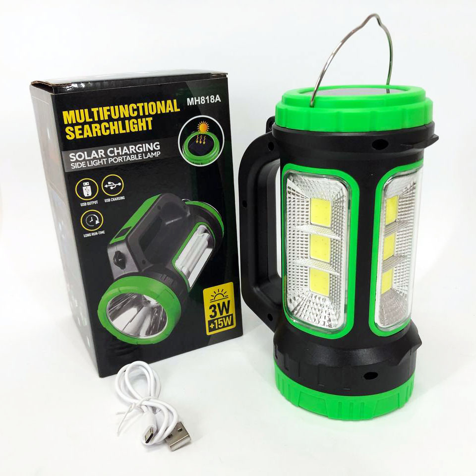 Кемпінговий ліхтар XBL 818C-3W+COB, ліхтарик акумуляторний кемпінговий, ліхтар‑світильник. Колір: зелений