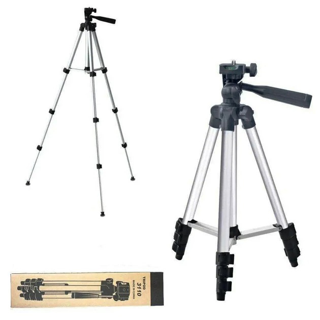Штатив для телефону та фотоапарата Tripod 3110 PRO портативний трипод 0,35‑1,02 м висота. Колір: срібний